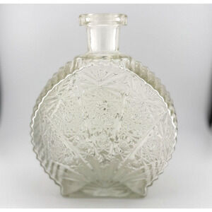 VTG Anchor Hocking 1960's Pressed Glass Wine Decanter R-575 Sunburst NO STOPPER